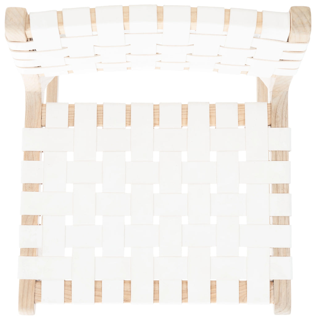 White/Natural Leather Bar Stool U607