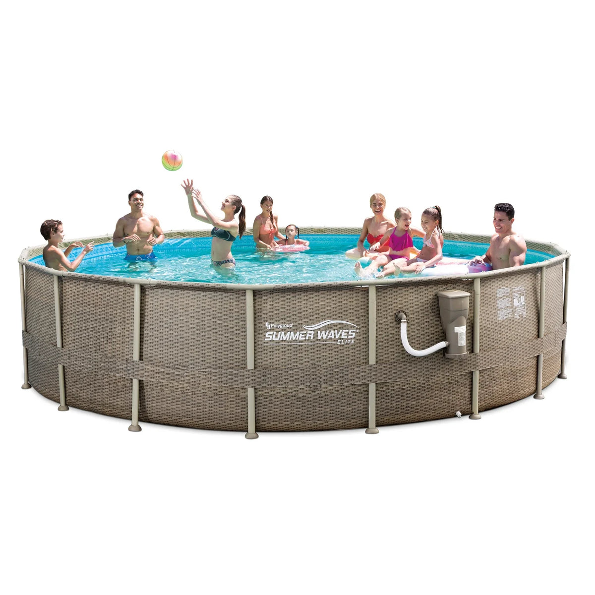 18ft x 48in Elite Frame Swimming Pool with Exterior Wicker Print F9979