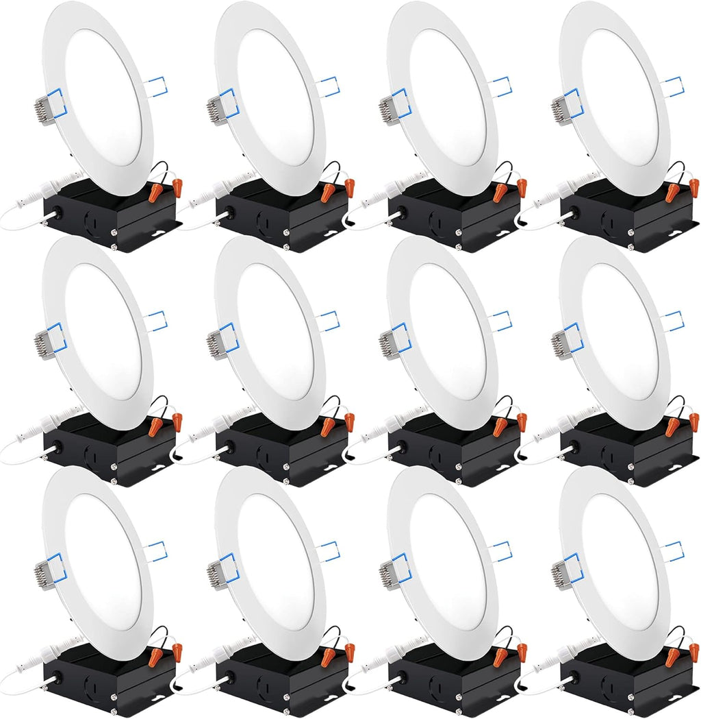 12 Pack 6 Inch Ultra Thin LED Recessed Ceiling Lights, 6000K Daylight, Dimmable 14W, 850 LM, Canless O972