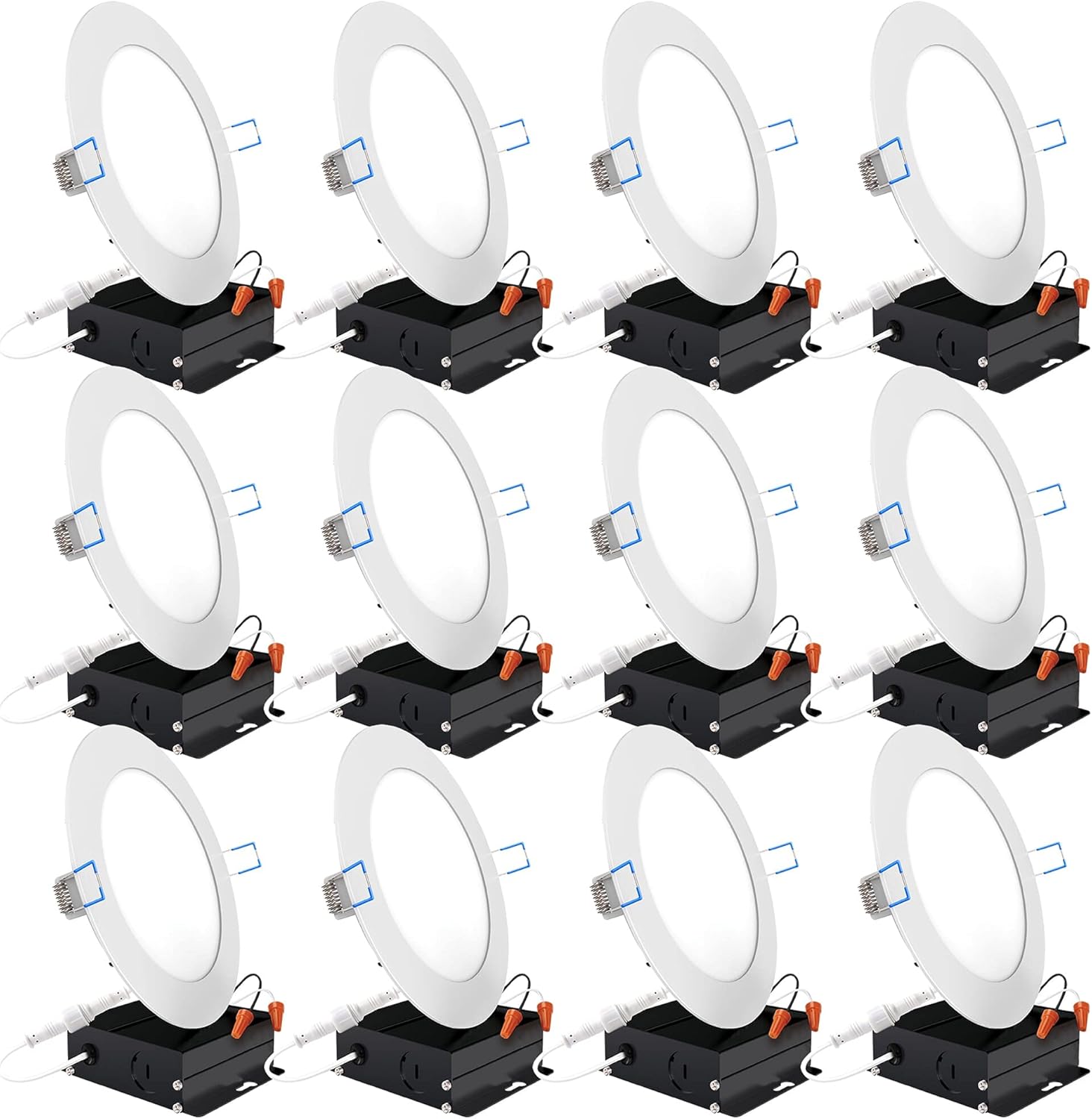 12 Pack 6 Inch Ultra Thin LED Recessed Ceiling Lights, 6000K Daylight, Dimmable 14W, 850 LM, Canless O972