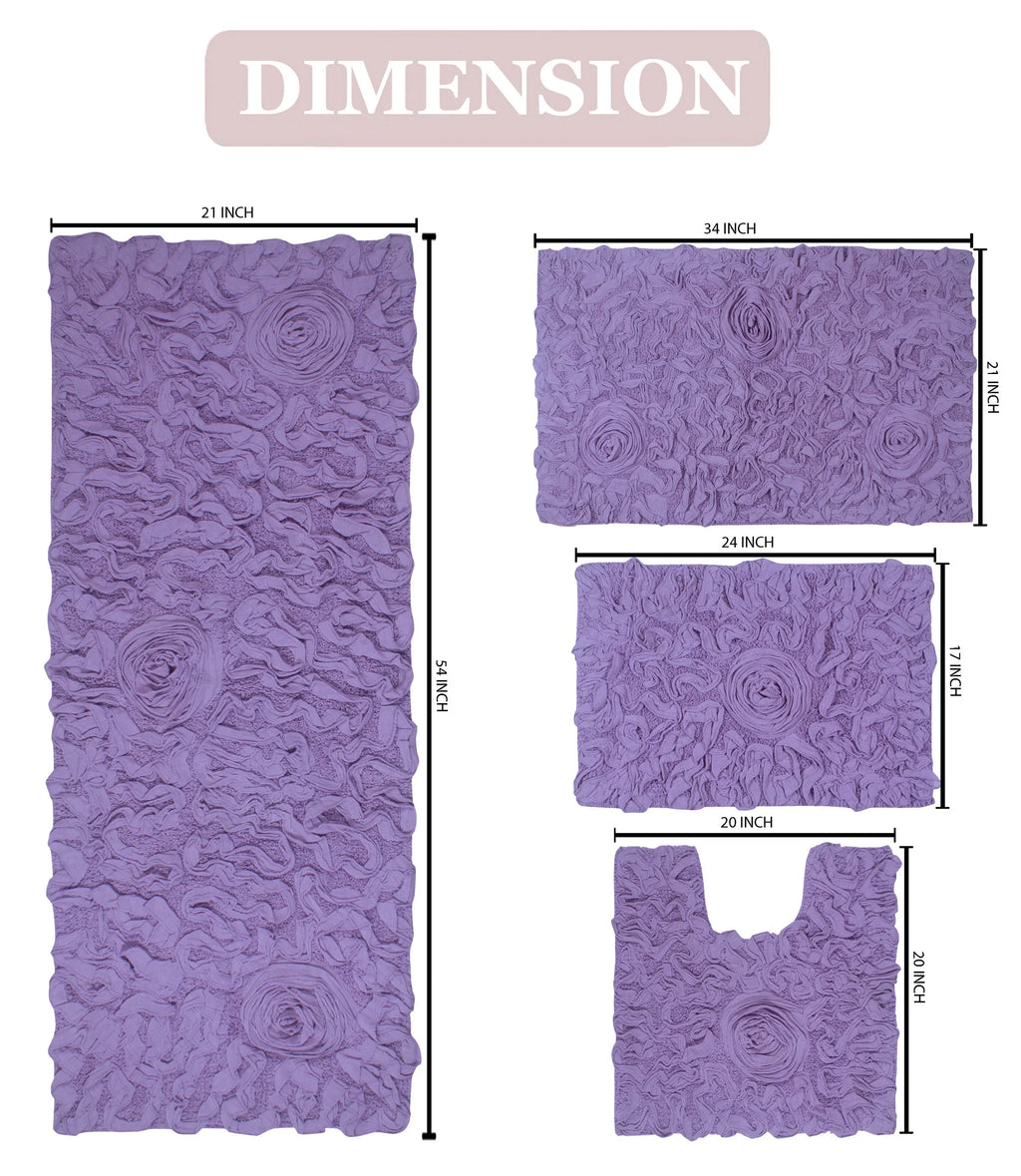 Purple 4 Piece Cotton Bath Rug Set I77282