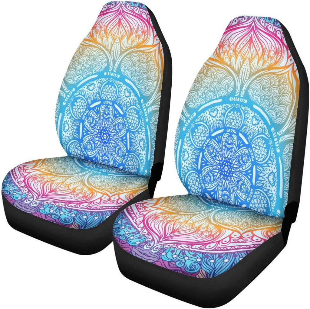 Set of 2 Brown Cow Fur Print Car Seat Covers V41720