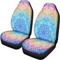 Set of 2 Brown Cow Fur Print Car Seat Covers V41720