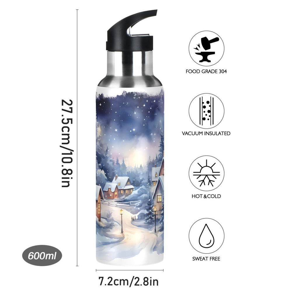 Stainless Steel Insulated Thermos Vacuum Flask Water Bottle with Straw Lid N1580