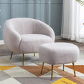 Teddy Short Plush Particle Velvet Accent Chair With Ottoman D52308