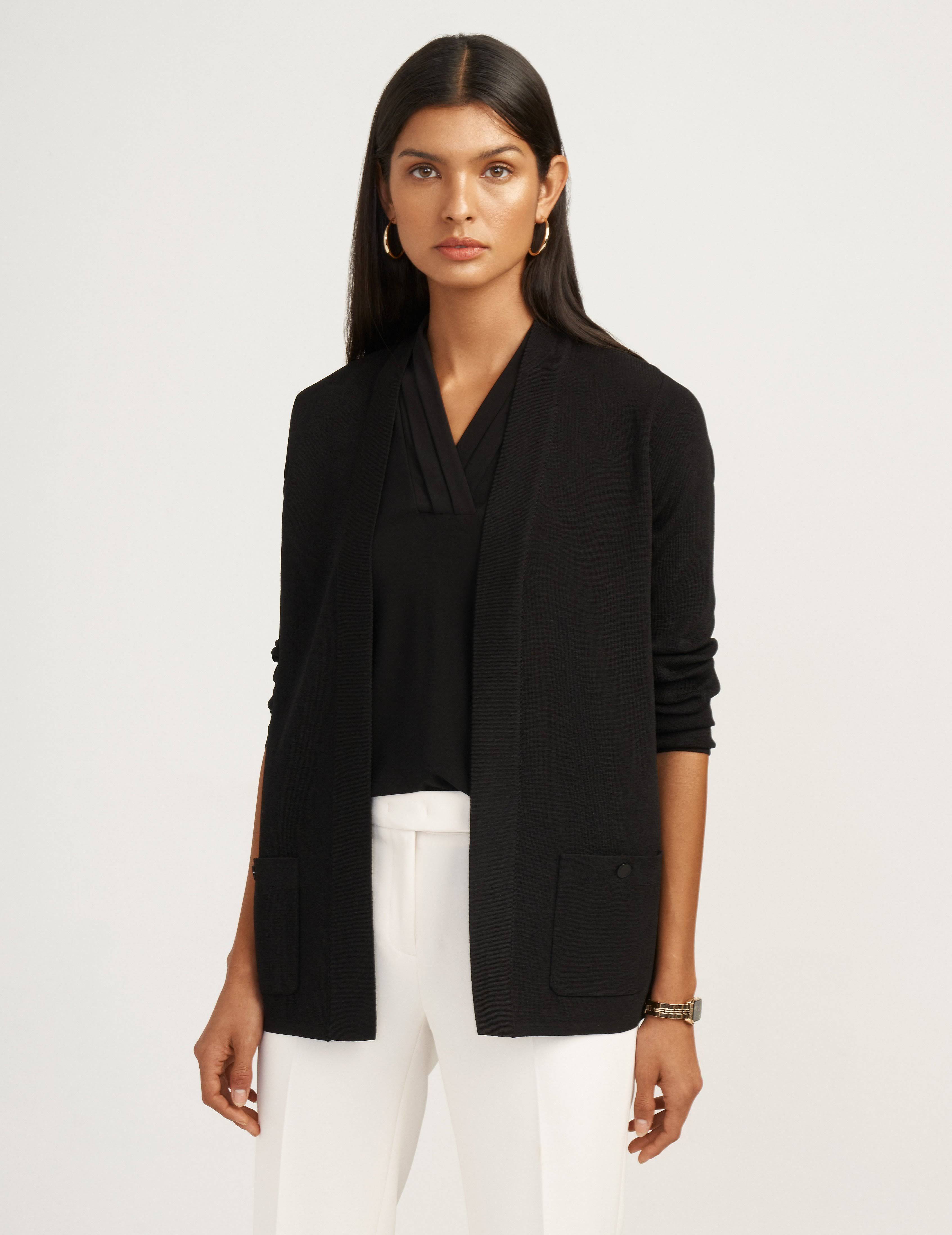Black Open Front Cardigan H744438
