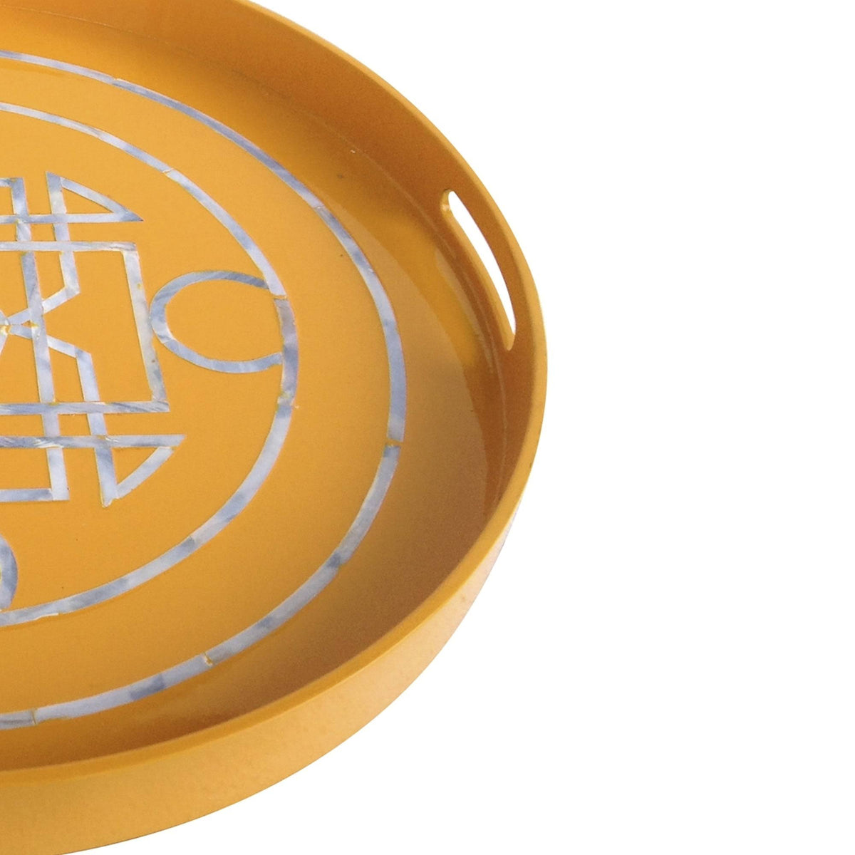 Yellow Round Lacquered Serving Tray E8094
