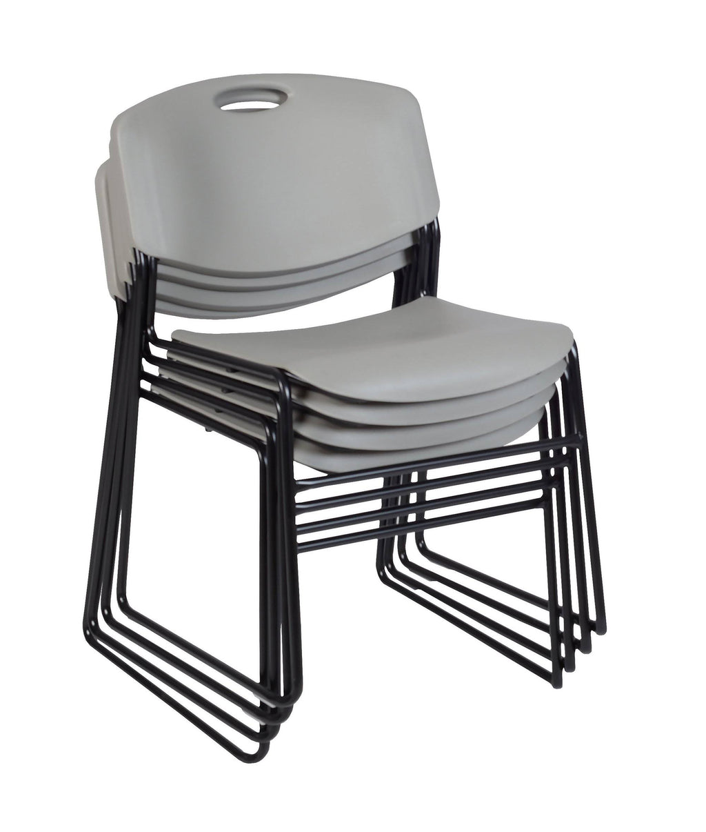 Grey Square Breakroom Table with 4 Stack Chairs P55983