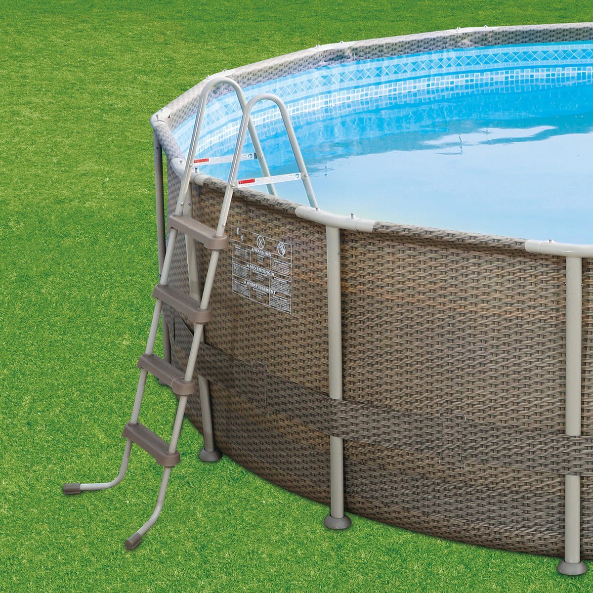 18ft x 48in Elite Frame Swimming Pool with Exterior Wicker Print F9979
