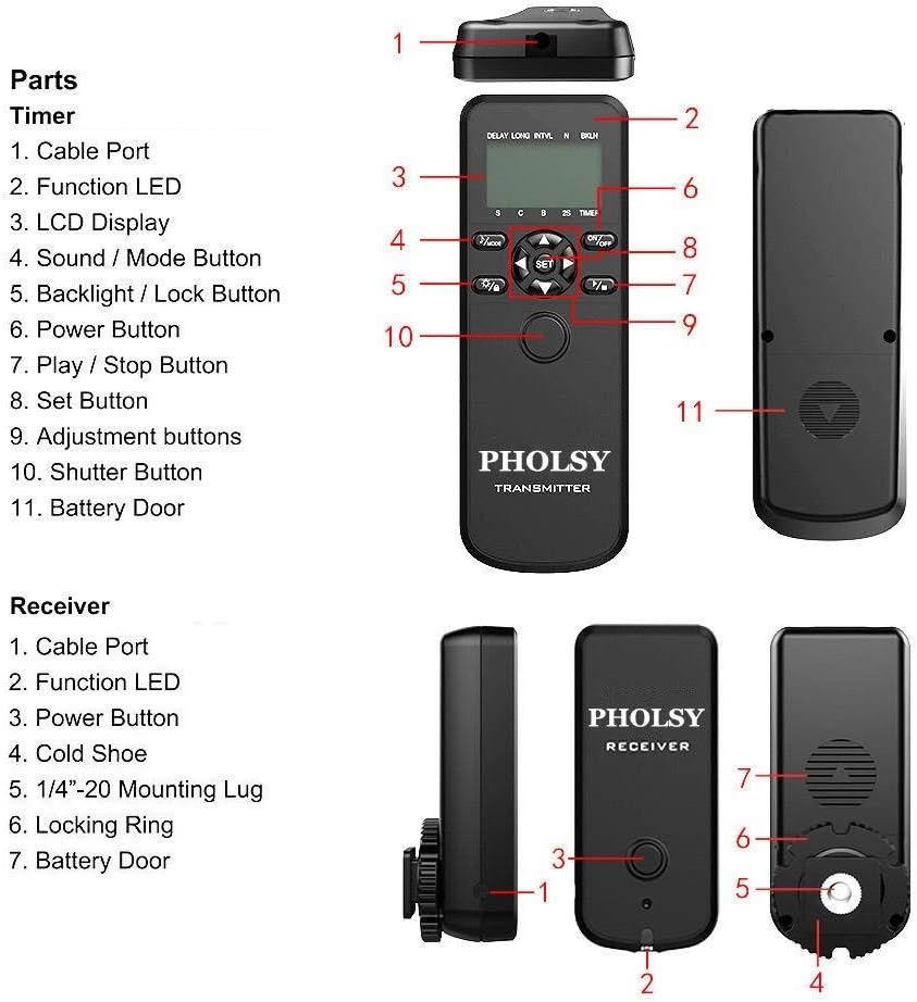 Wireless Timer Shutter Remote Release Control with HDR and Intervalometer Pack of 2 Z6993