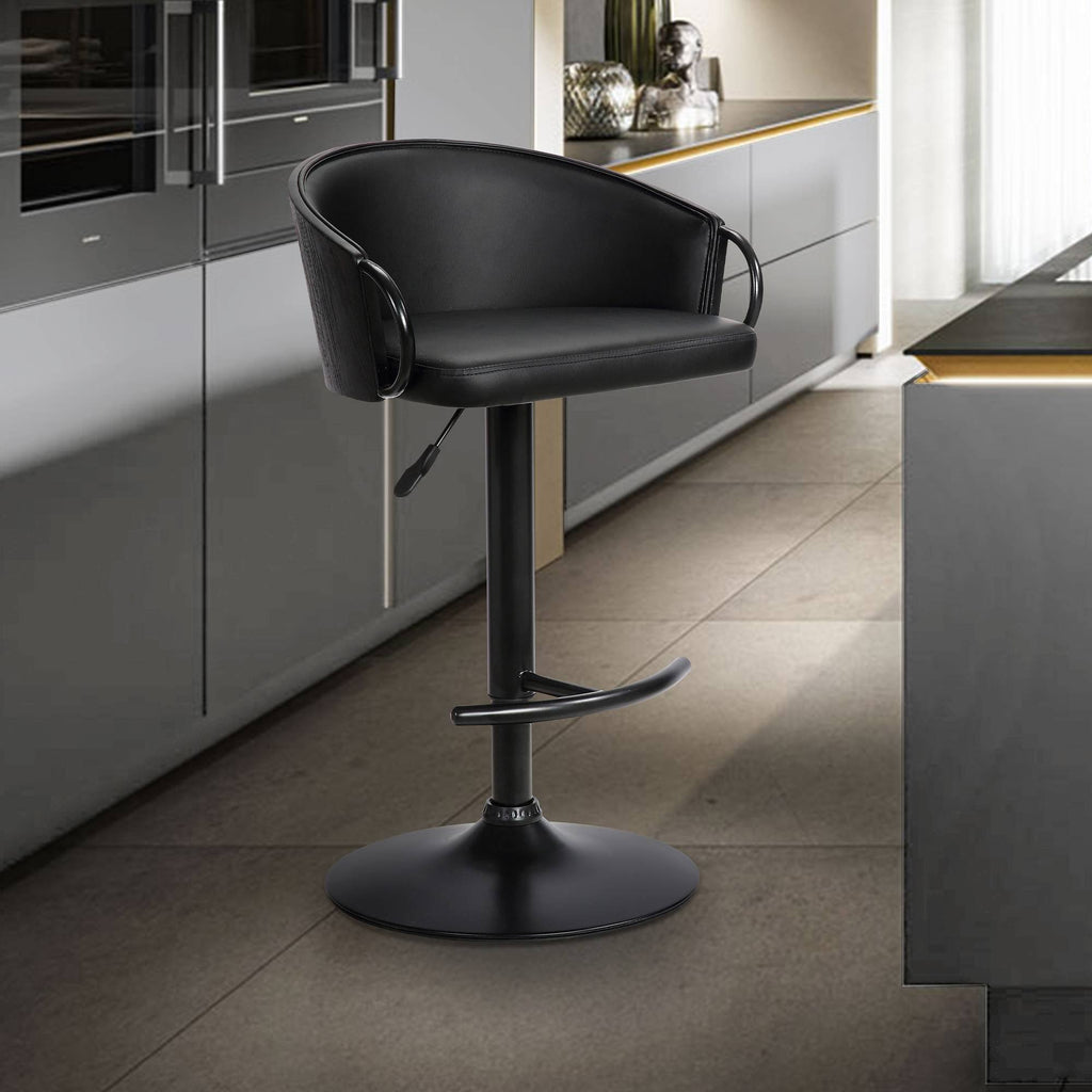 Black Faux Leather Swivel Barstool R94308