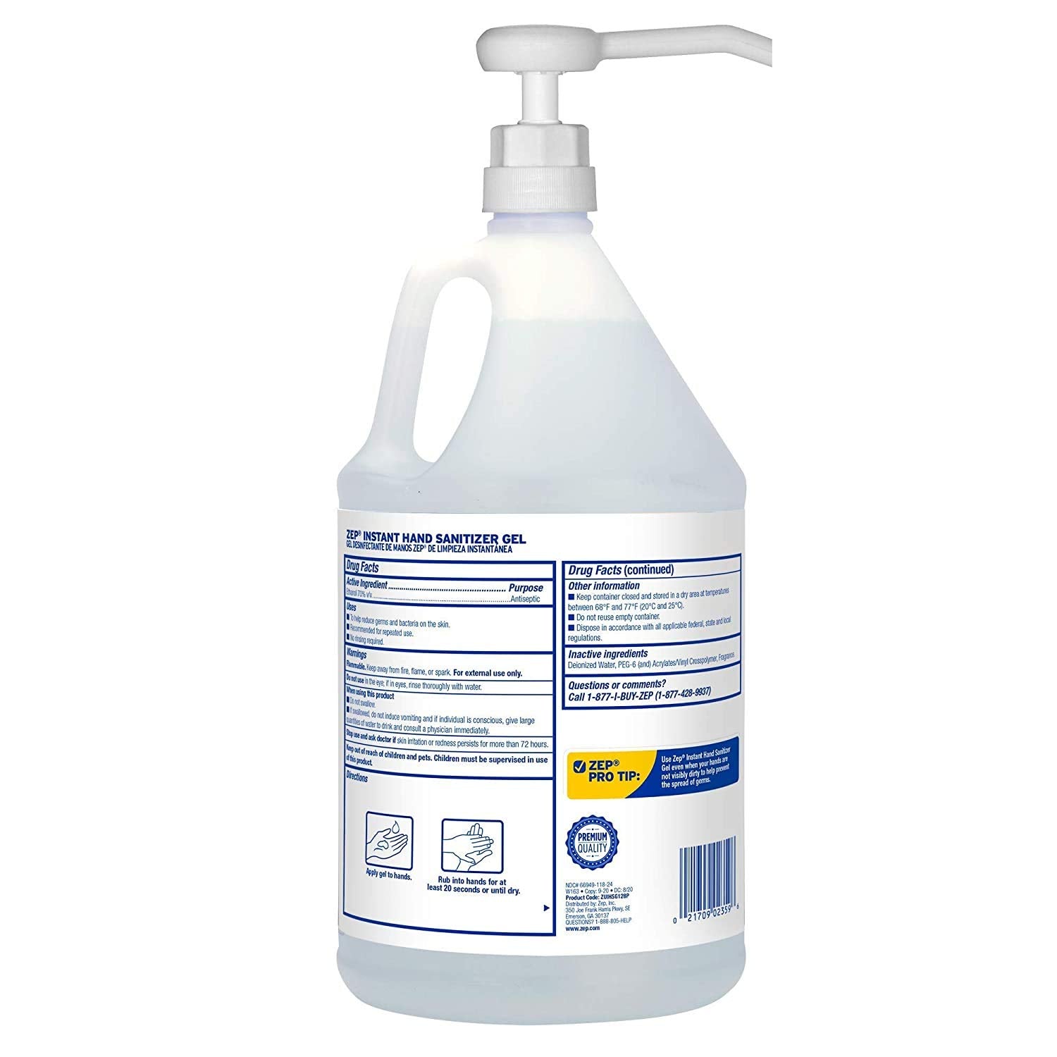 Instant Hand Sanitizer Gel 70% Alcohol 1 Gallon Case of 2 X79484