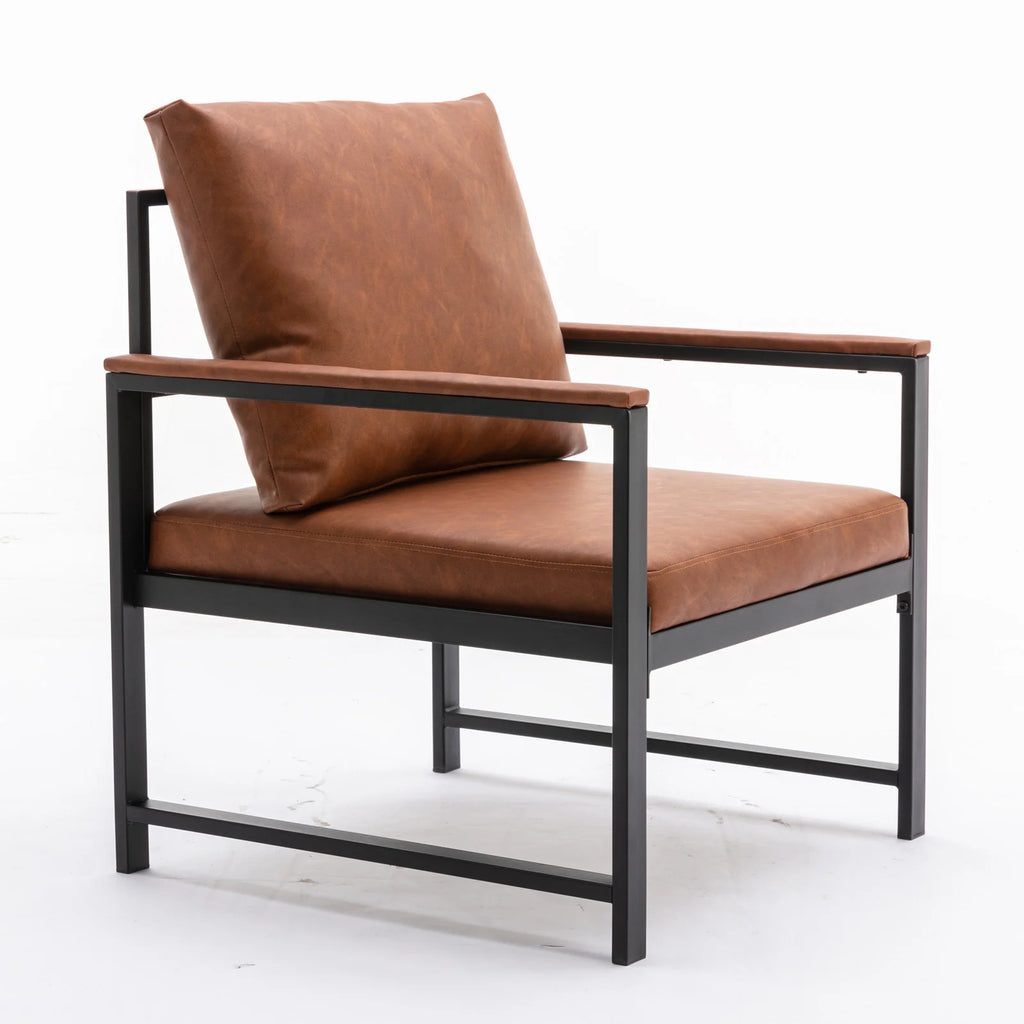 Orange PU Leather Metal Frame Accent Chair P24747