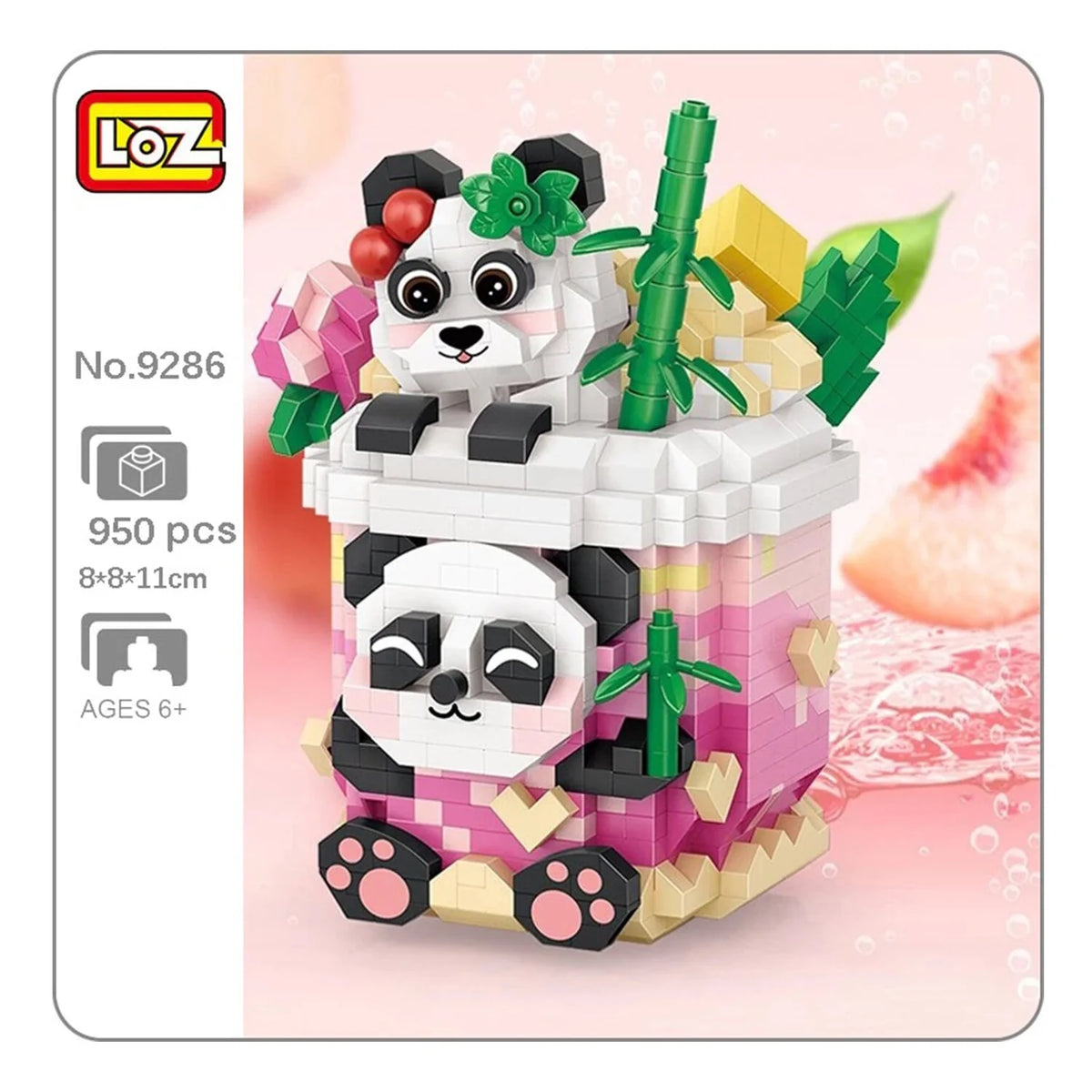 Mini Blocks Panda Peach Oolong 11 x 11 x 11cm P284548