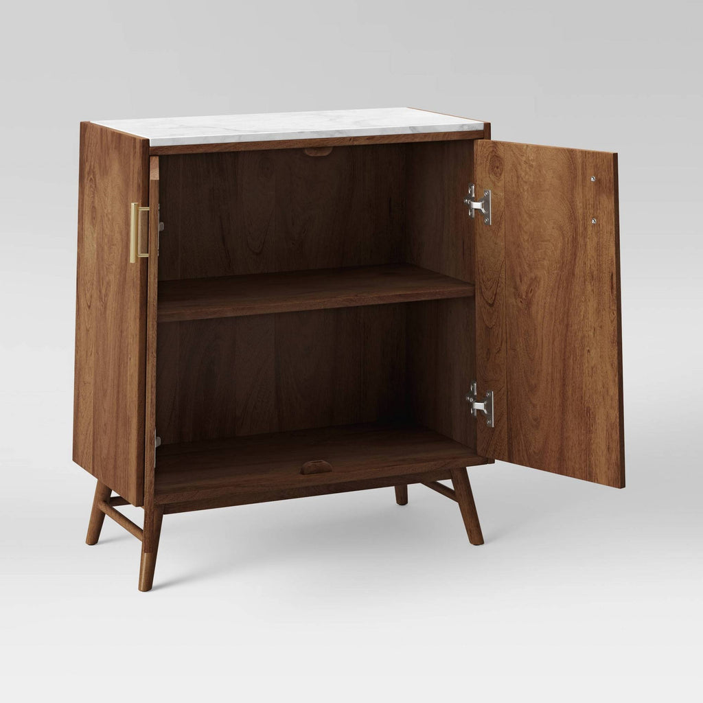 2 Door Wood/Marble Cabinet Brown J121535
