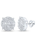 10kt White Gold Mens Diamond Circle Cluster Earrings 1 Cttw F470