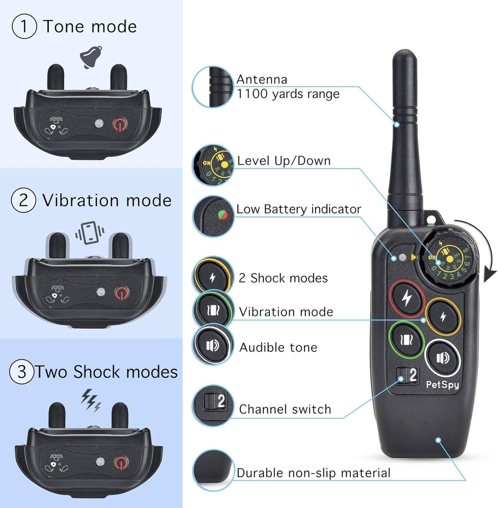 Waterproof Remote Training E-Collars for 2 Dogs S92026