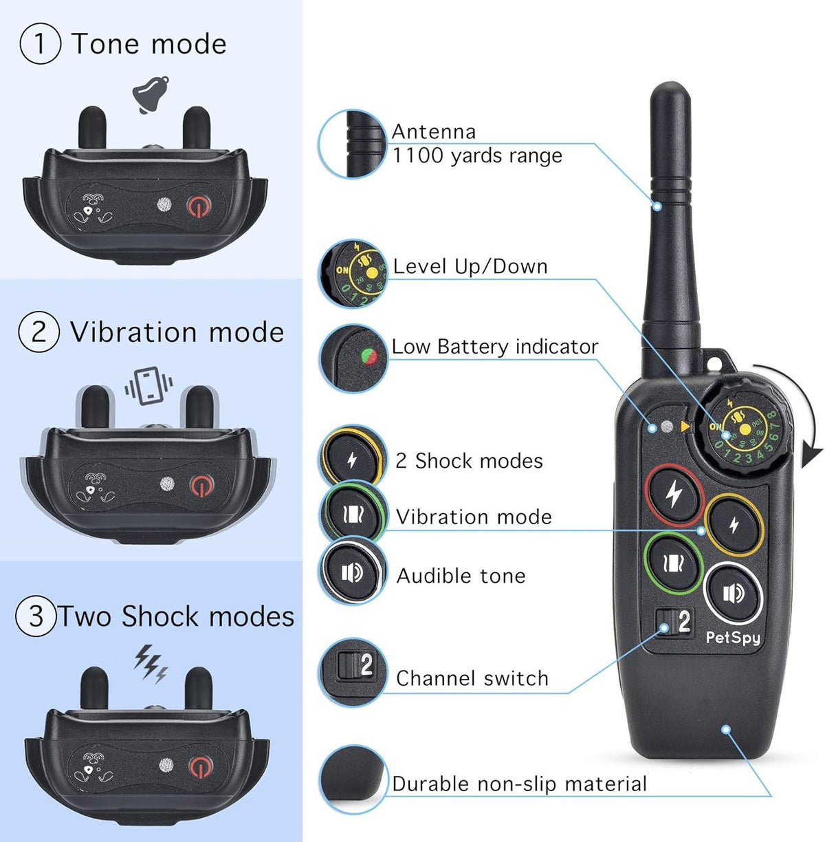 Waterproof Remote Training E-Collars for 2 Dogs S92026