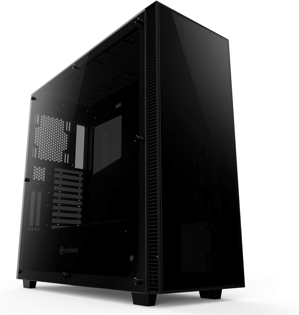 Black Full Tower Tempered Glass PC Case with 5 x 120 RGB Fans and 2 x LED Strips U460365
