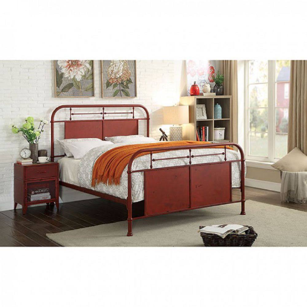 Distressed Red Cal King Bed K6459