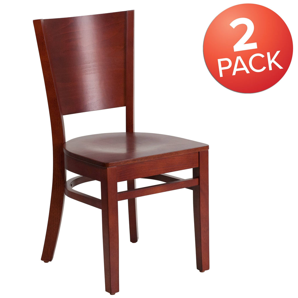 Solid Back Wooden Restaurant Chair with Black Vinyl Seat and Walnut Wood Frame I430578