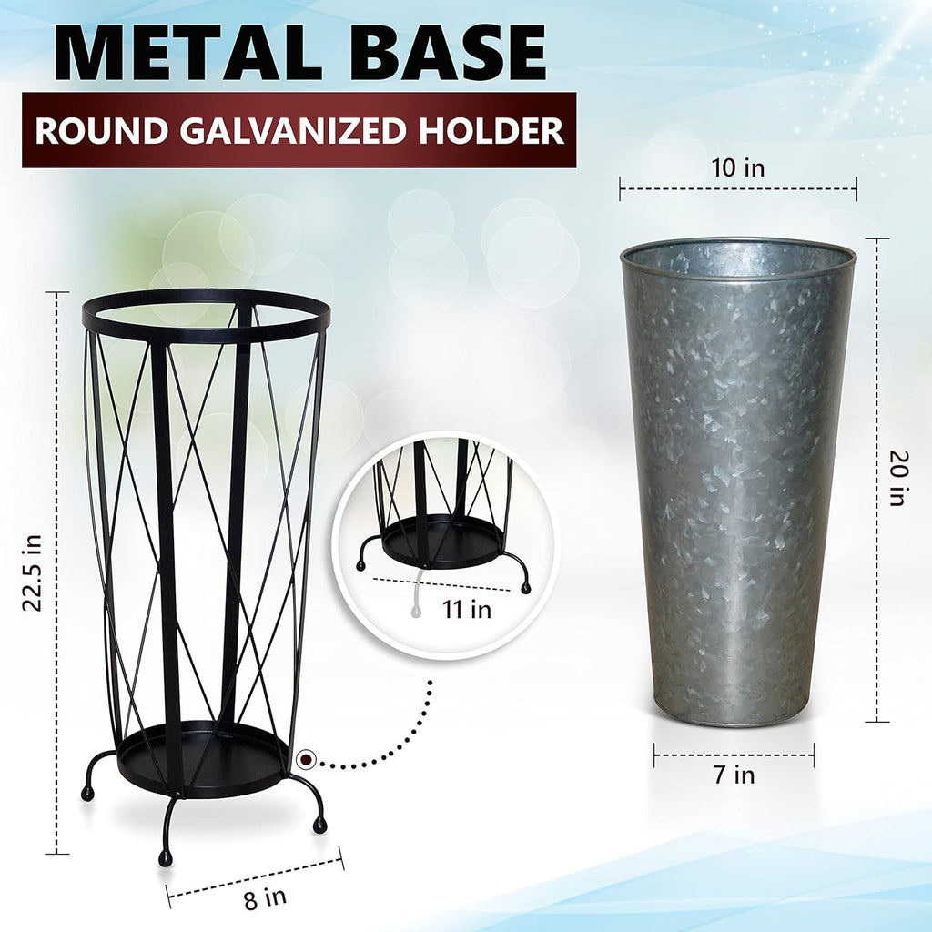Galvanized Umbrella Holder Stand, 2 pcs, Metal Base T834646