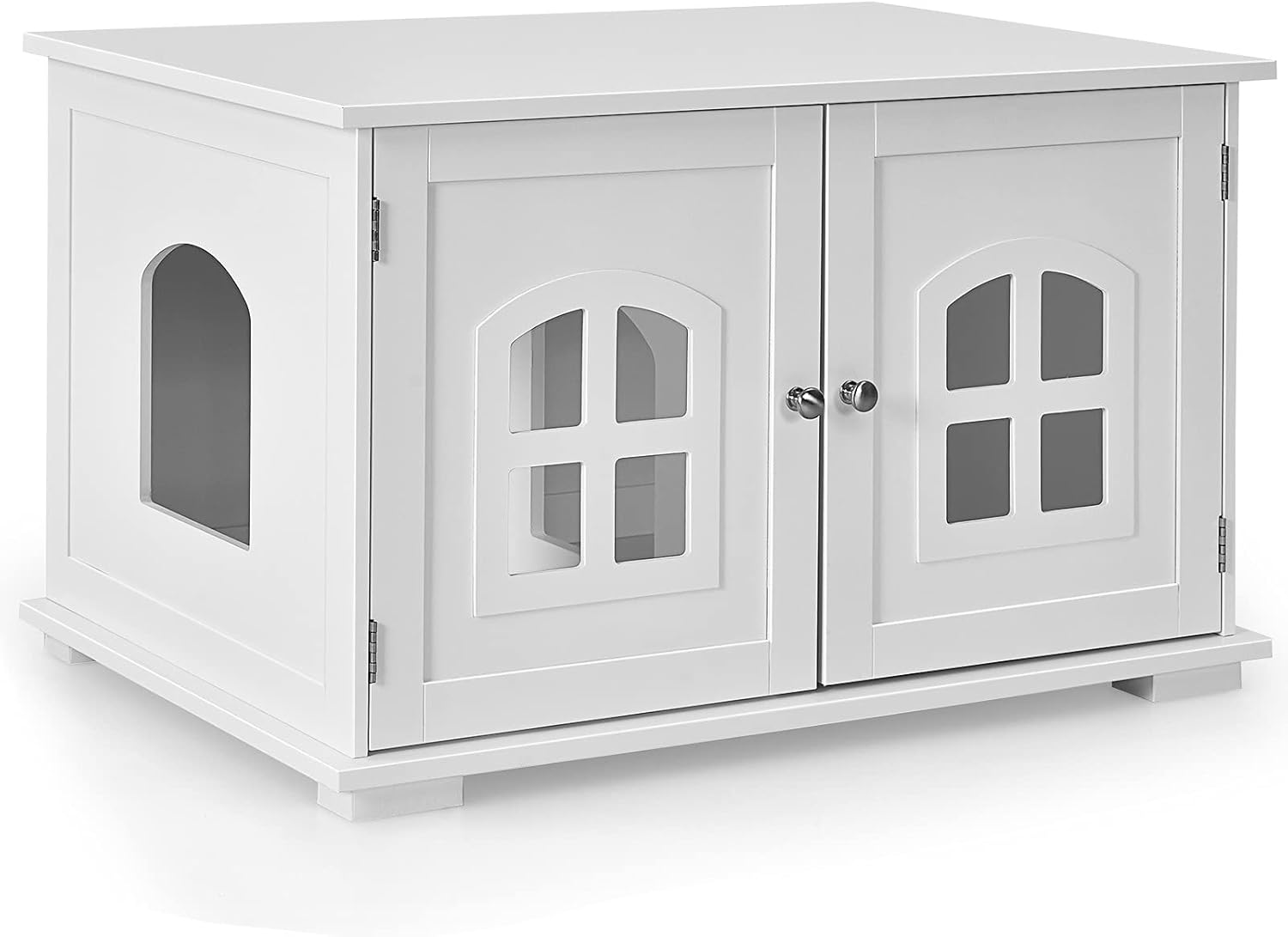 Wooden Cat Litter Box Enclosure Cabinet Bench with Double Door Z352