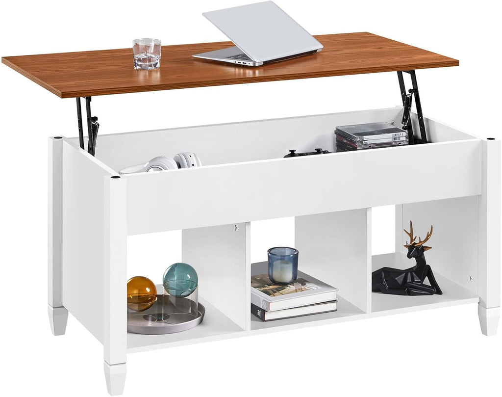 White/Oak Lift Top Coffee Table with Hidden Compartment W376