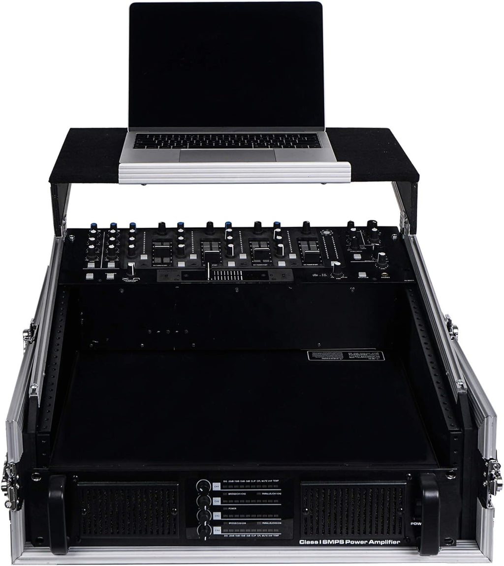 4U PA DJ Rack Road Case with 11U Slant Mixer Top, 20’’ Rackable Depth, 4-Space Size Y662451