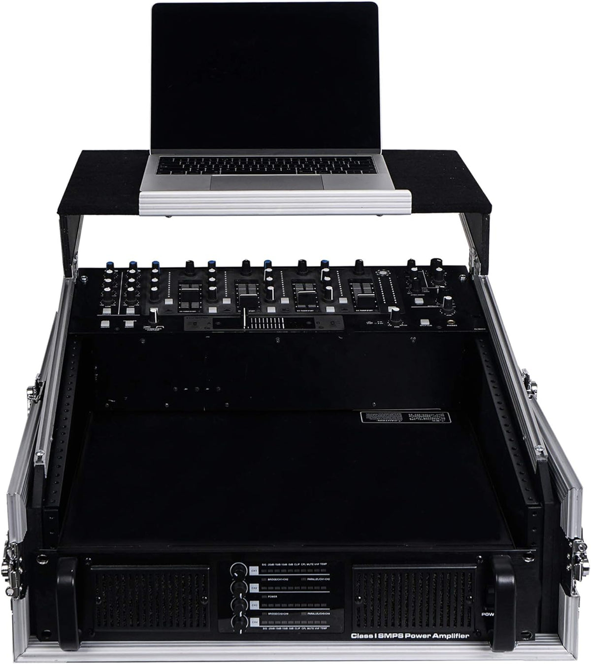 4U PA DJ Rack Road Case with 11U Slant Mixer Top, 20’’ Rackable Depth, 4-Space Size Y662451