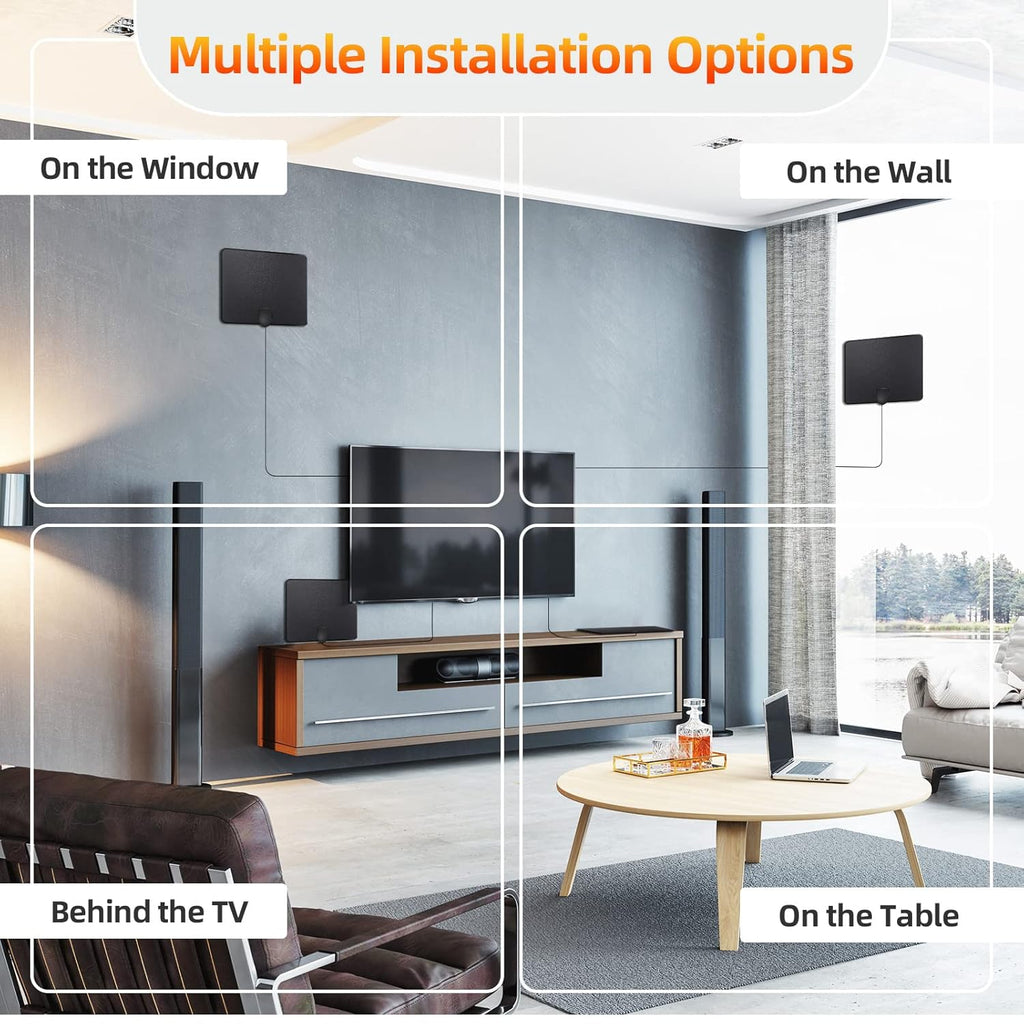 Amplified Digital TV Antenna with Signal Booster, 16ft Coaxial Cable, Pack of 2 W88026