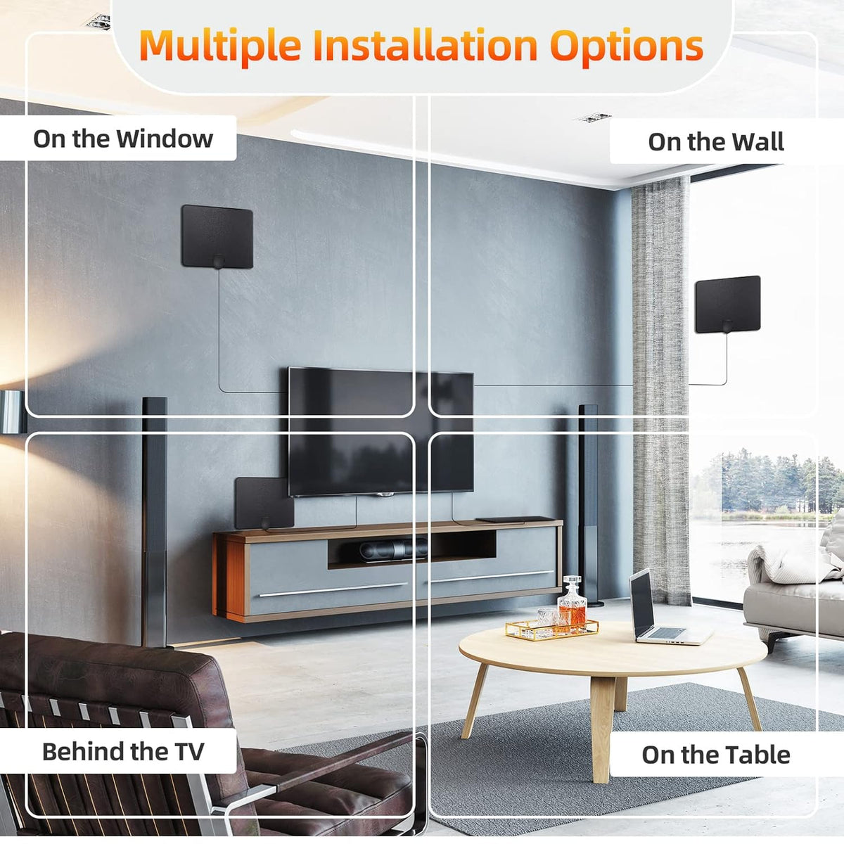 Amplified Digital TV Antenna with Signal Booster, 16ft Coaxial Cable, Pack of 2 W88026