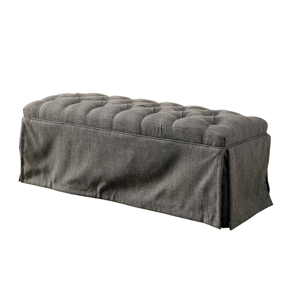 Gray Button Tufted Bench U8778