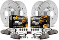 Drilled Slotted Brake Rotors Carbon-Fiber Ceramic Brake Pads Calipers L3802