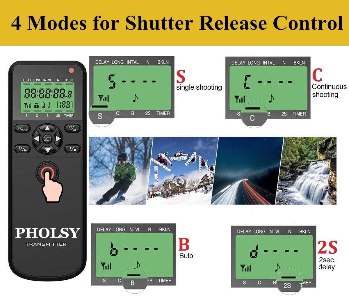 Wireless Timer Shutter Remote Release Control with HDR and Intervalometer Pack of 2 Z6993