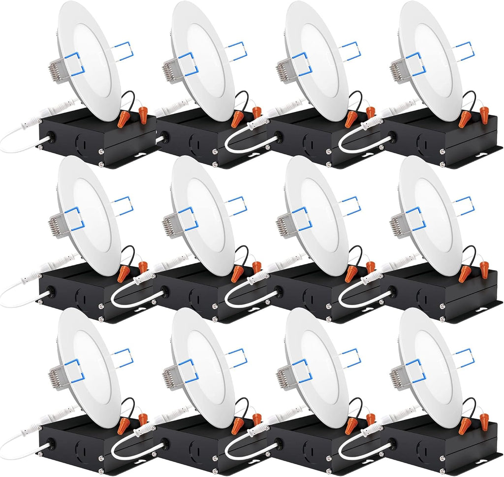 12 Pack 6 Inch Ultra Thin LED Recessed Ceiling Lights, 6000K Daylight, Dimmable 14W, 850 LM, Canless O972