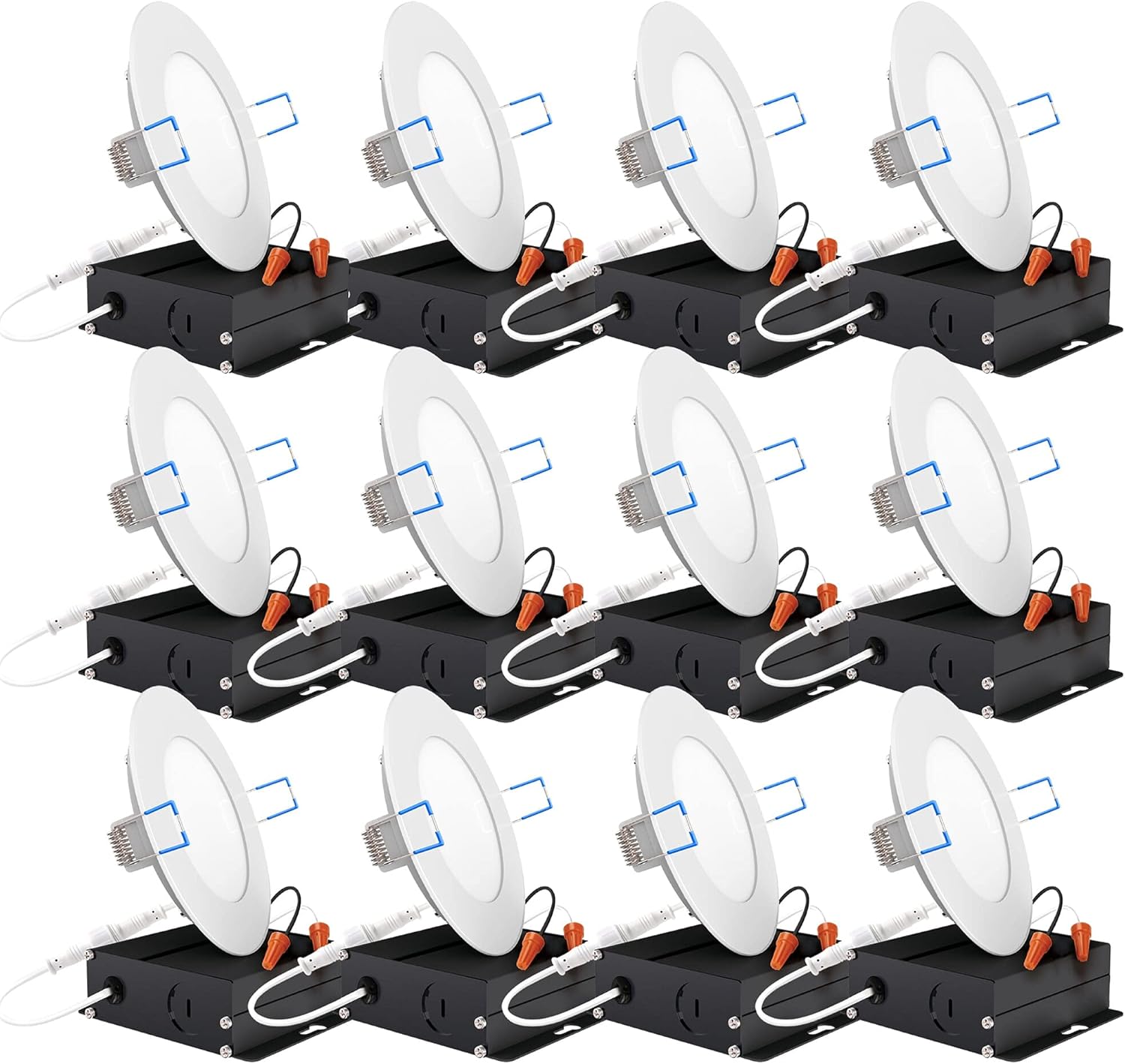 12 Pack 6 Inch Ultra Thin LED Recessed Ceiling Lights, 6000K Daylight, Dimmable 14W, 850 LM, Canless O972