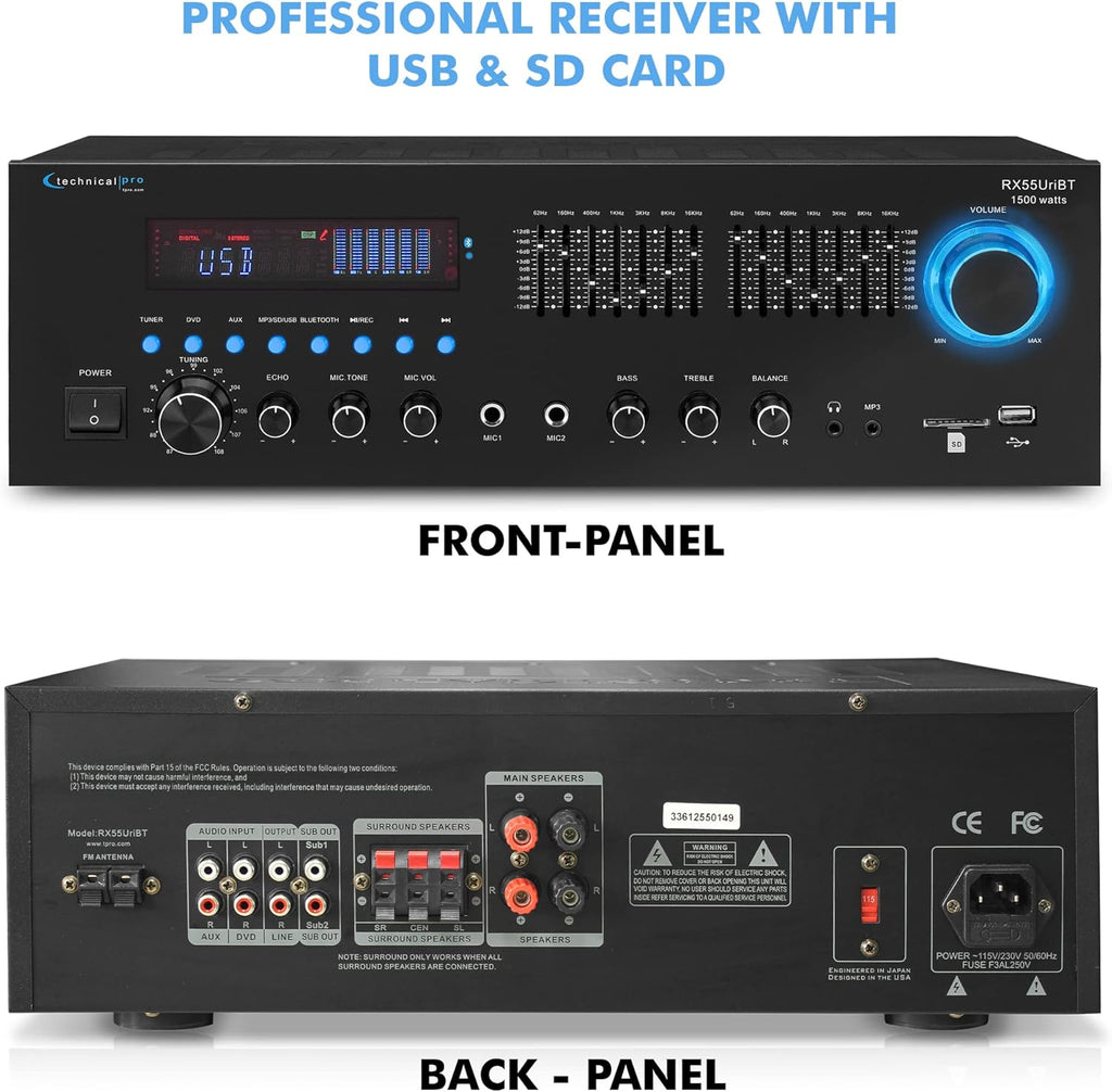 1500 Watts Professional Receiver with Bluetooth Compatibility R155486