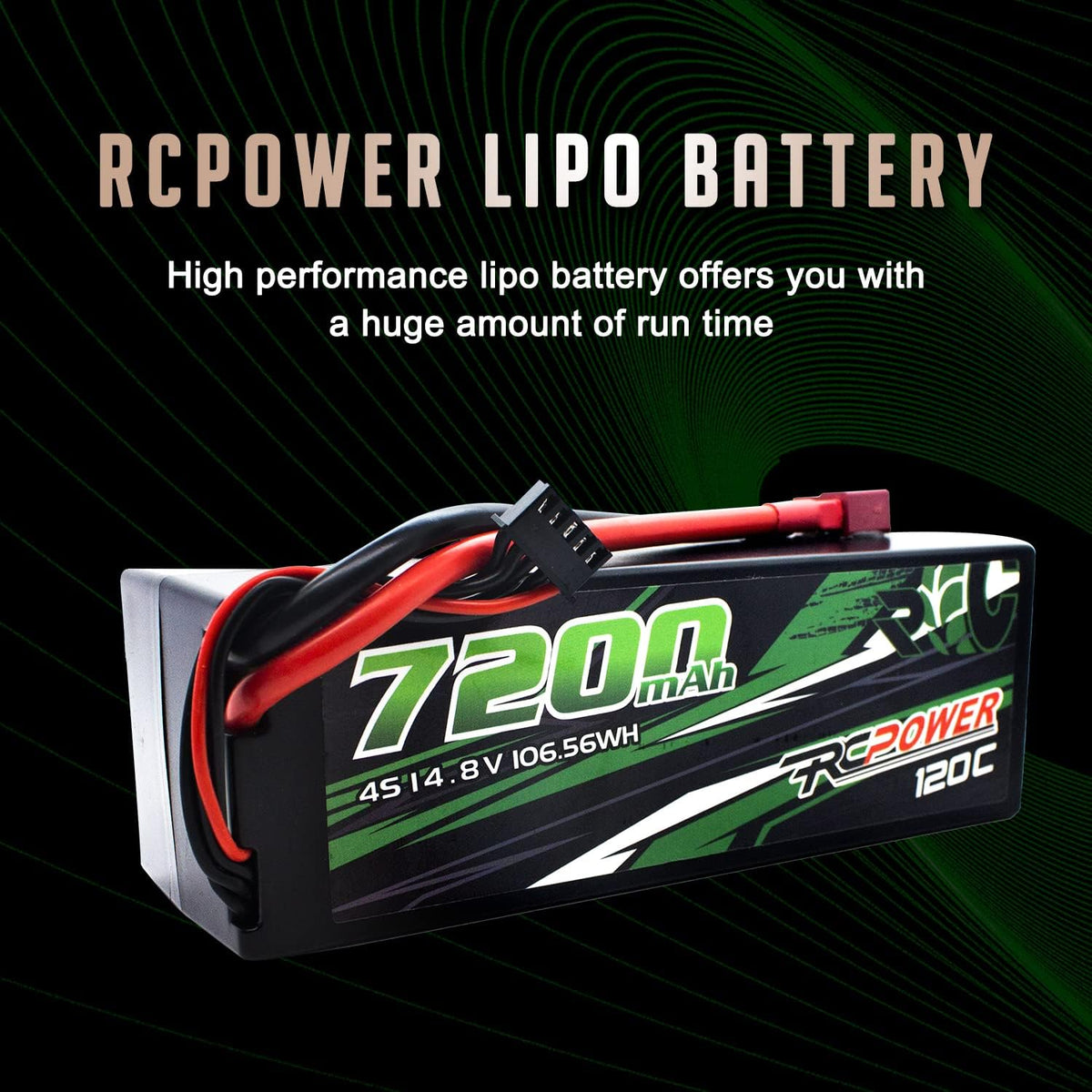 14.8V 7200mAh 4S 120C Hard Case Lipo Battery with T Plug (2Packs) W728