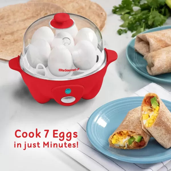 Red 7 Egg Capacity Electric Egg Cooker A3932