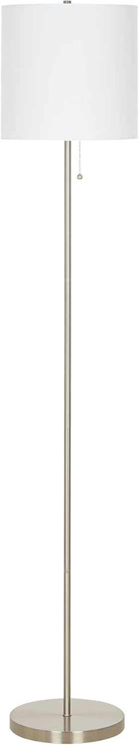 Brushed Nickel Metal Stick Floor Lamp with Pull Chain J153343