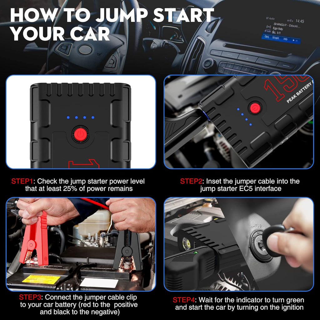 Car Jump Starter, 21800mAh 12V Portable Lithium Jump Box with LED Light K248