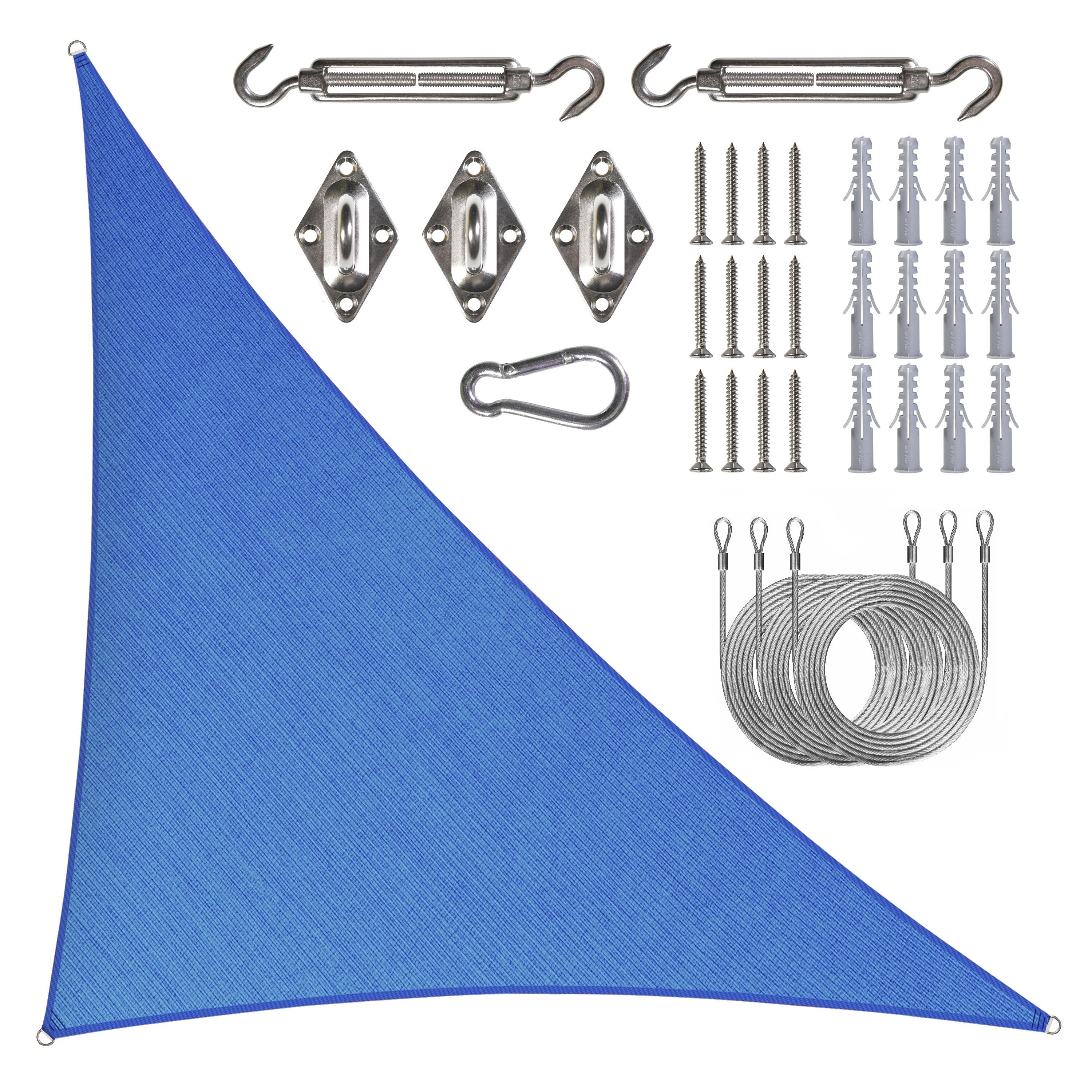 Blue Right Triangle Sun Shade Sail with Hardware Kit HDPE Mesh Fabric Canopy J335475