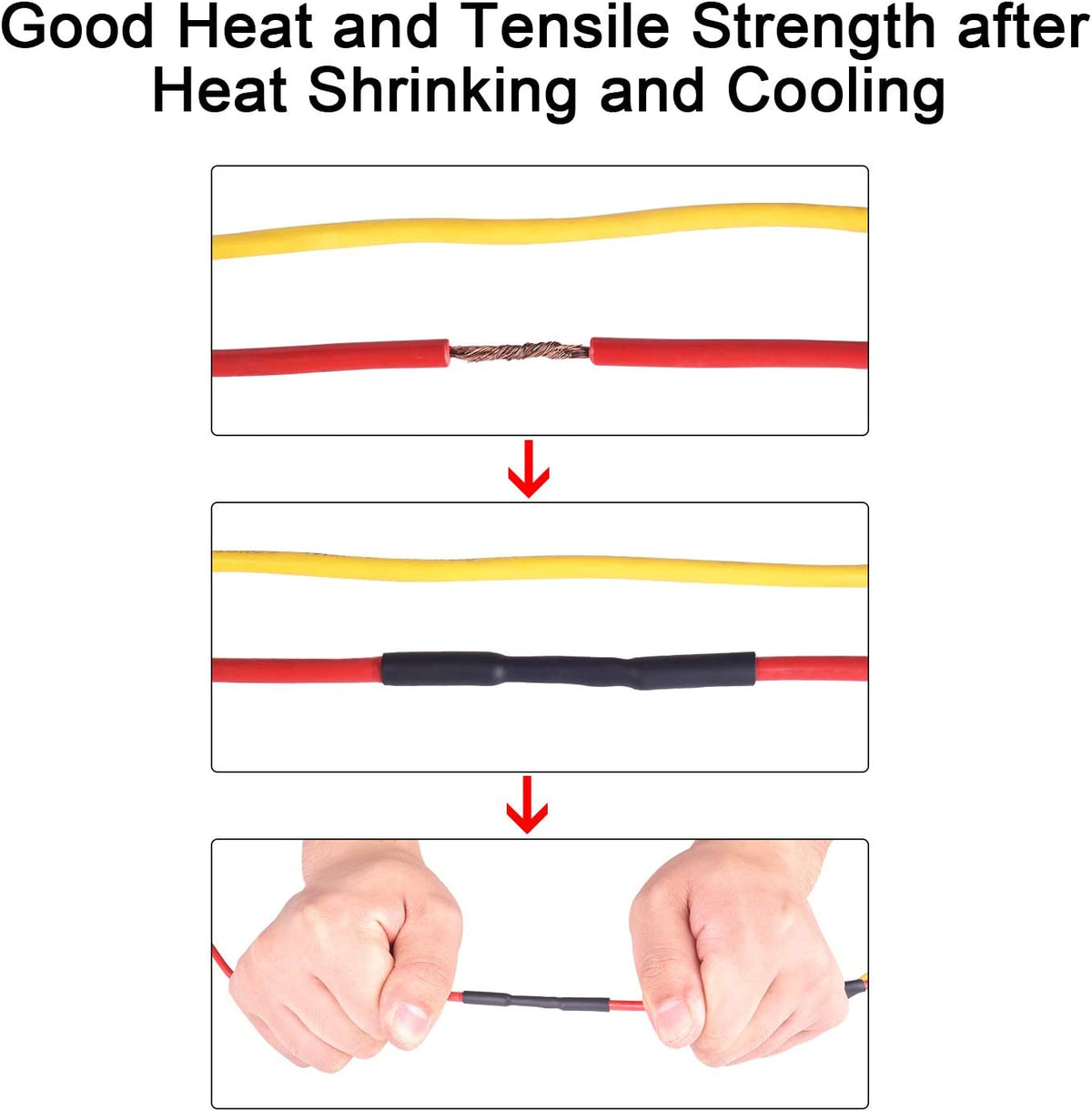 2 Pcs 1-1/4 Inch 3:1 Waterproof Adhesive Lined Heat Shrink Tube, 4 Ft Black&Red U74734