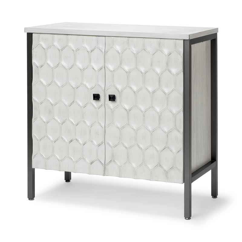 White Wood and Iron 2 Door Cabinet H458091