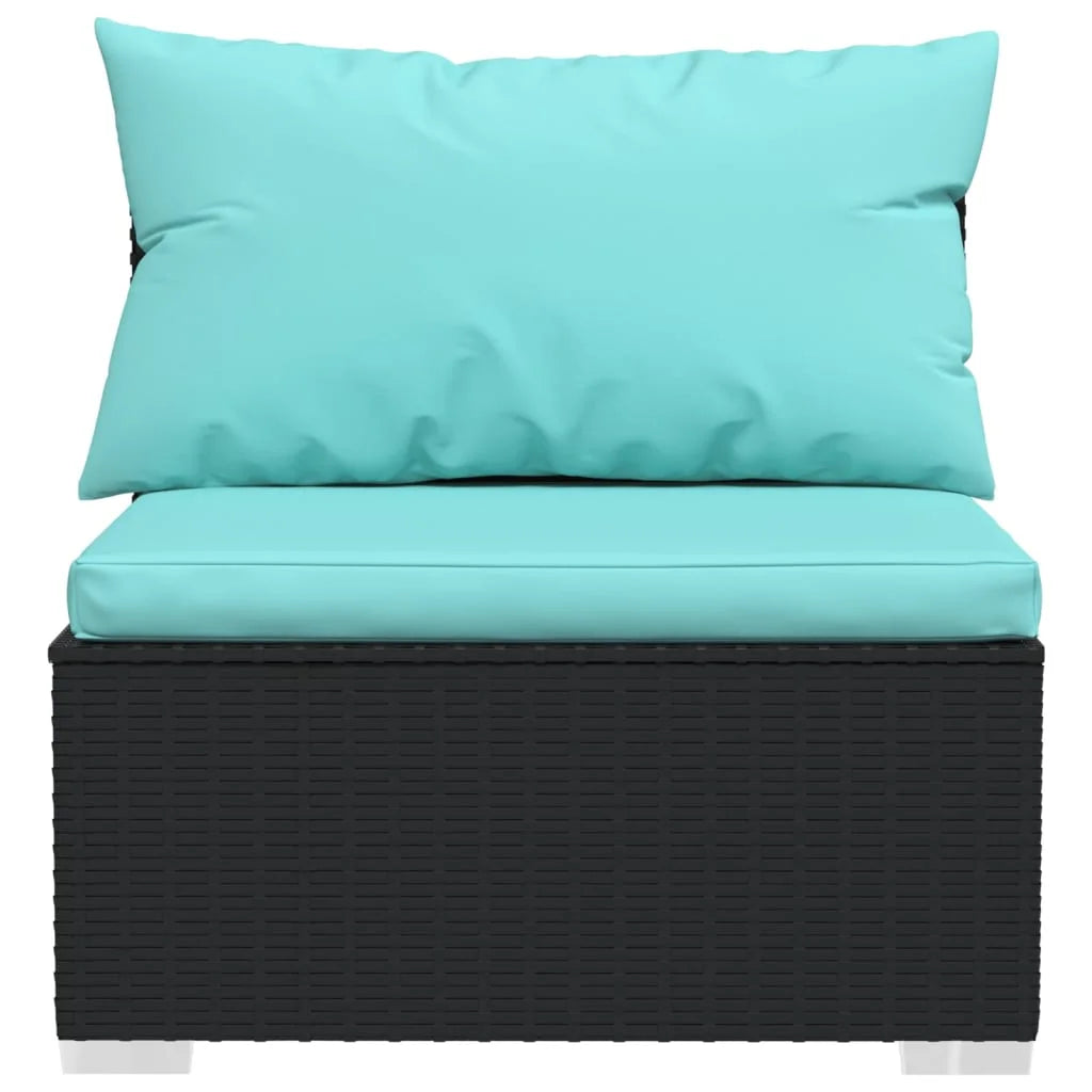 4 Piece Patio Furniture Set with Cushions Black Poly Rattan B4586