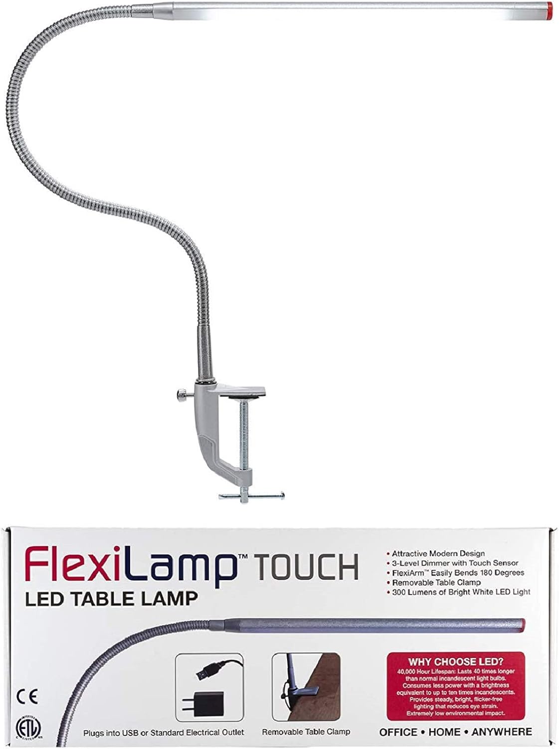LED Table Desk Lamp with Flexible Arm, 3 Brightness Levels, Touch Sensor, 400 Lumens N1315
