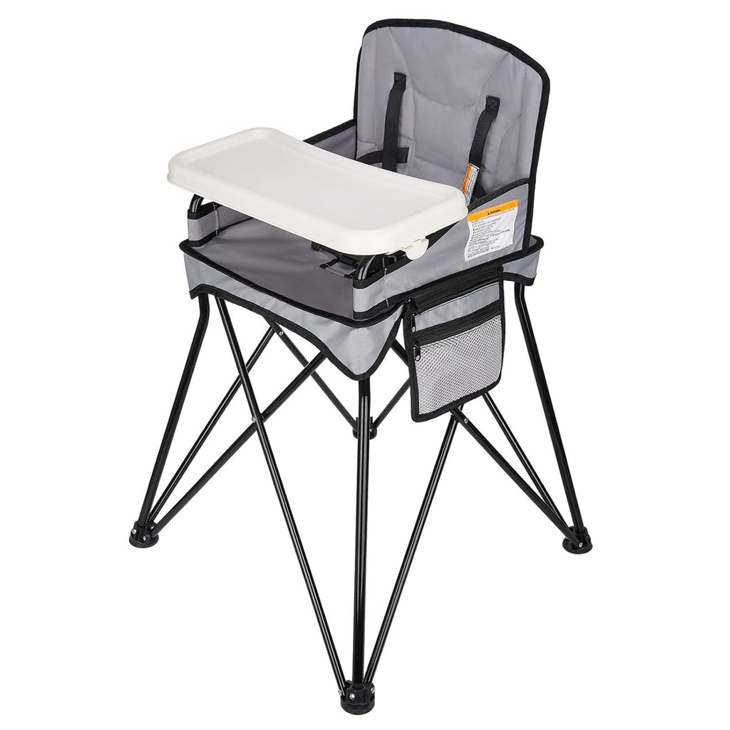 Grey Foldable Travel High Chair with Removable Tray and Carry Bag O6156