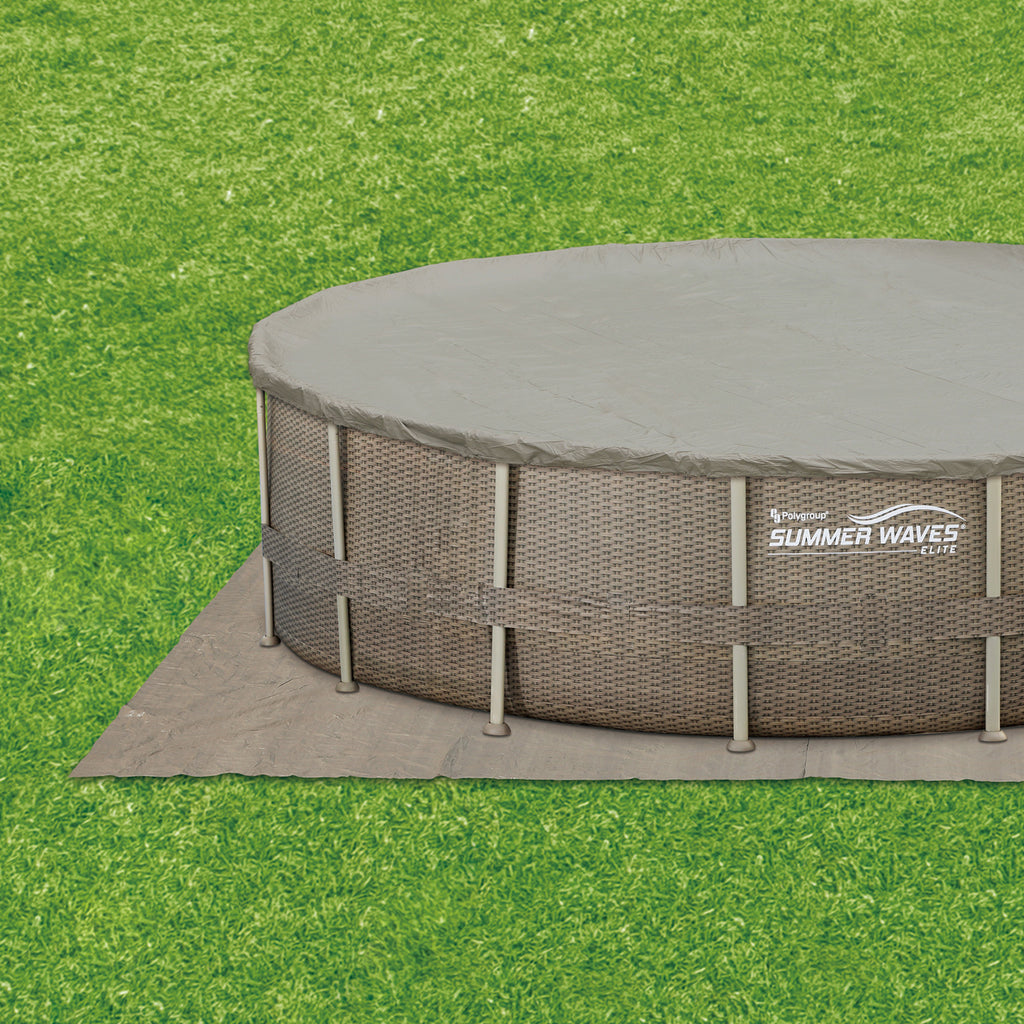 18ft x 48in Elite Frame Swimming Pool with Exterior Wicker Print F9979