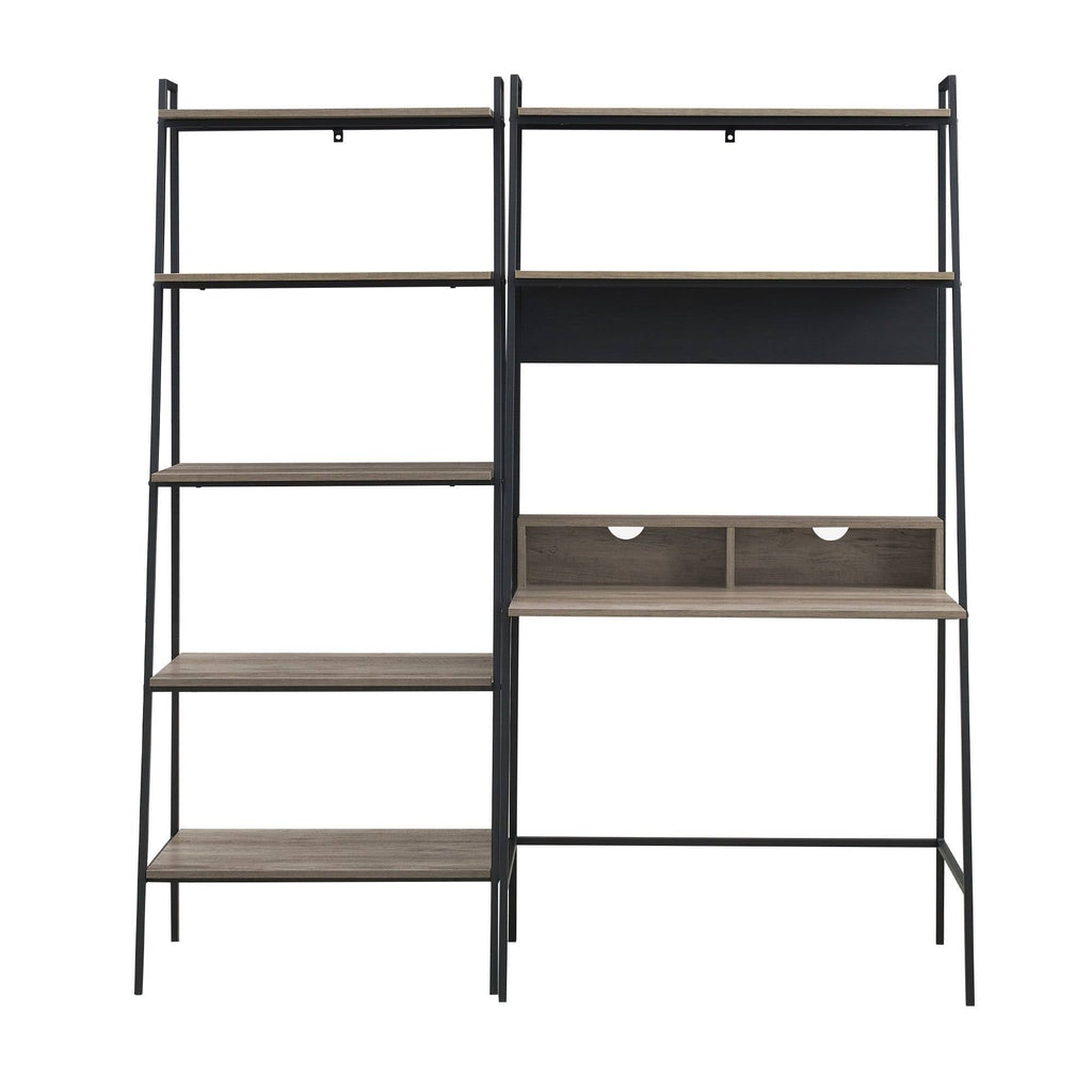 2-Piece Desk and Ladder Shelf Set - Rustic Oak N586631